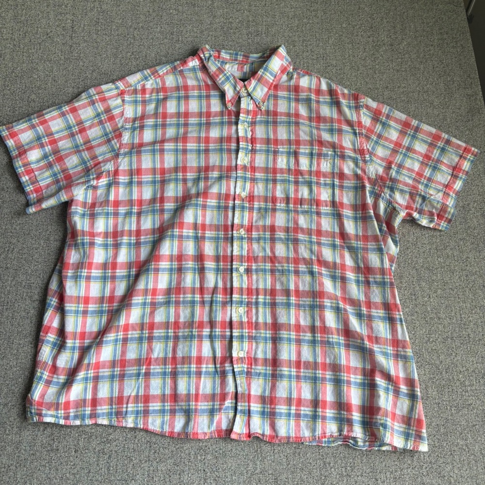 Oak Hill Shirt Mens 3XL Multicolor Plaid Button Down Short Sleeve Cotton Casual